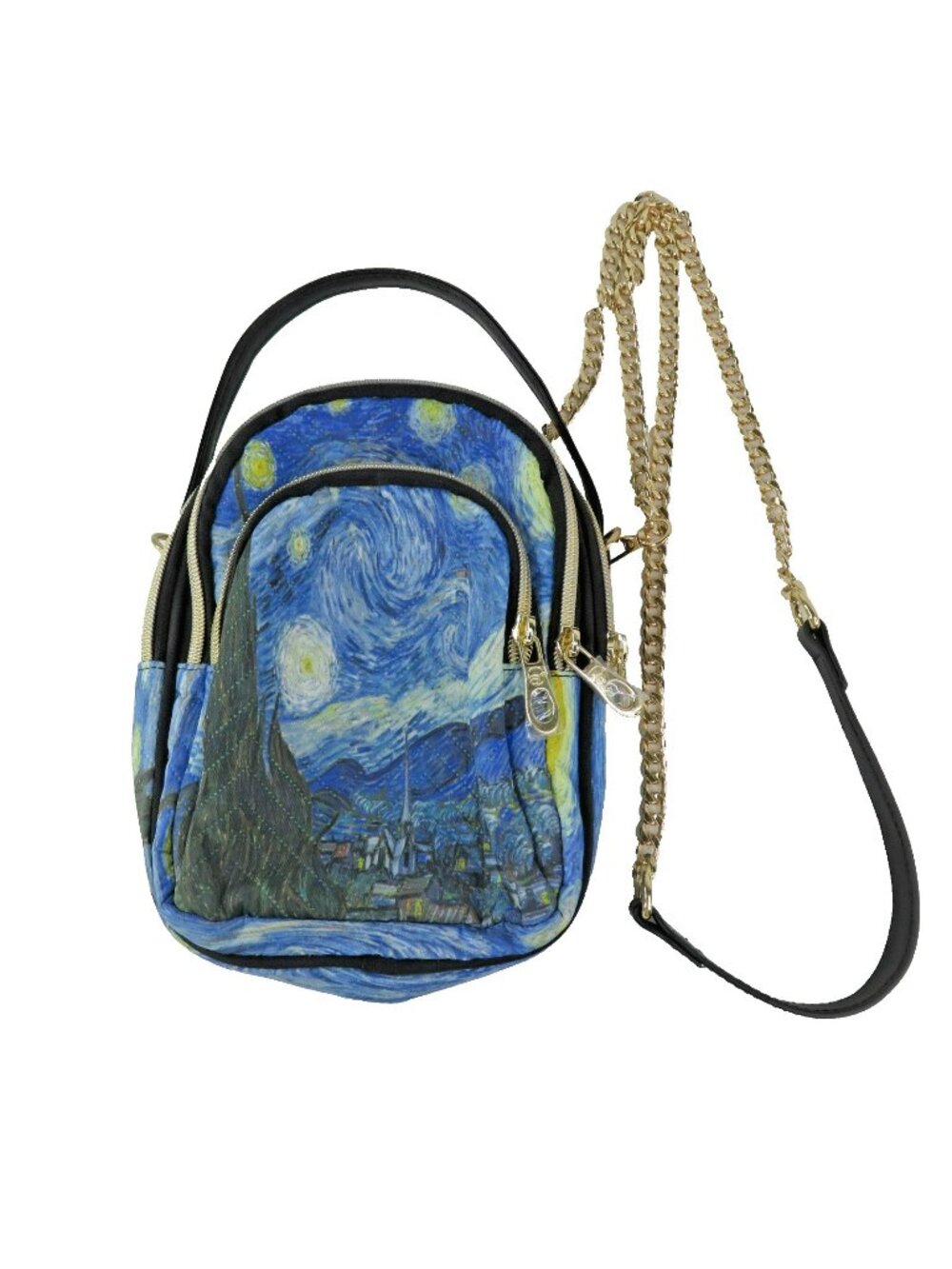 Van Gogh Starry Night Mini Crossbody Purse Chain 3 Compartment Shoulder Bag NWOT